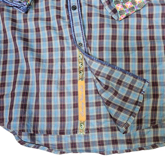 Robert Graham Mens Plaid Button Up Shirt Sz 2XL Flip Cuff Southwestern Old Money - Picture 4 of 11